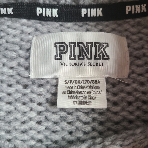 PINK Victoria's Secret Letterman Type Gray Sweater Size Small - Picture 5 of 7